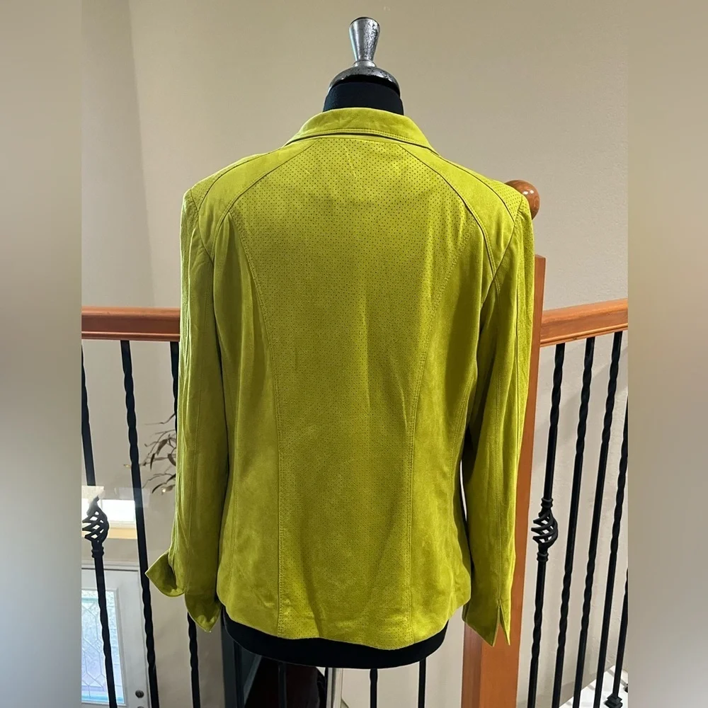 Conrad C Collection LIME Green SOFT FAUX SUEDE ZIP FRONT JACKET SIZE 12